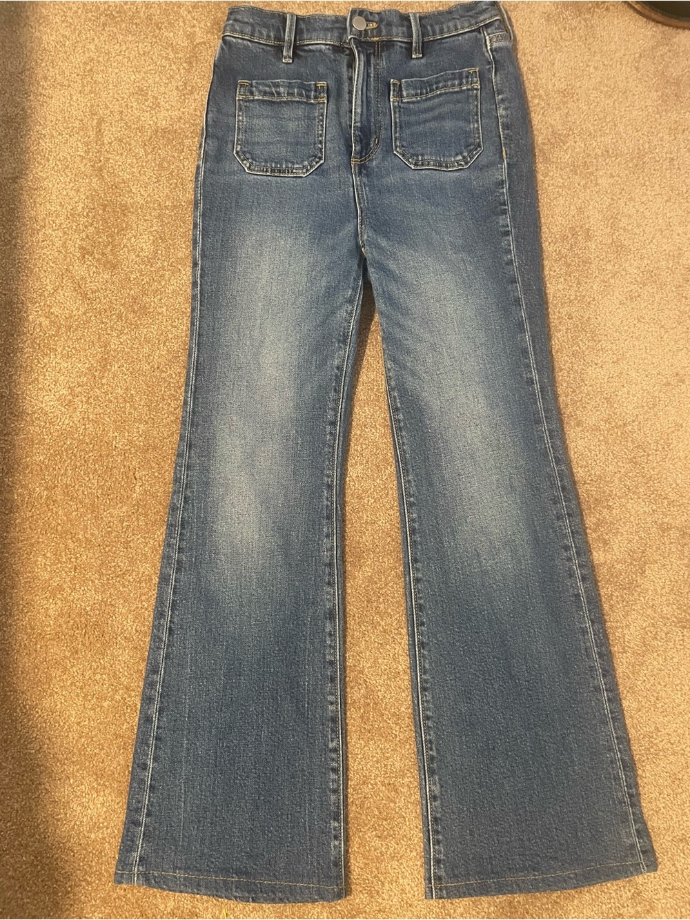 Ann Taylor Women's Blue High-Rise Wide-Leg Jeans size 0P